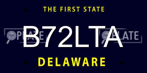 B72LTA Delaware License Plate