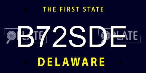 B72SDE Delaware License Plate