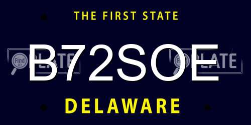 B72SOE Delaware License Plate