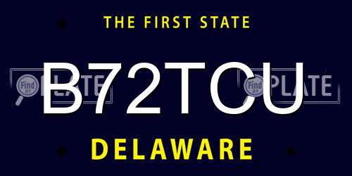 B72TCU Delaware License Plate