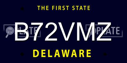 B72VMZ Delaware License Plate