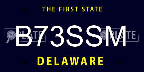 B73SSM Delaware License Plate