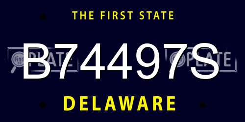B74497S Delaware License Plate