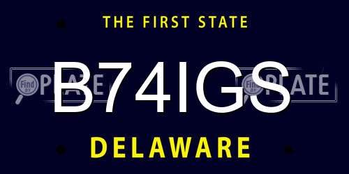 B74IGS Delaware License Plate
