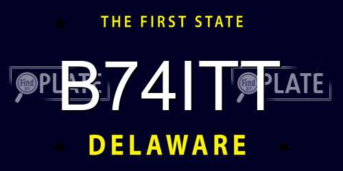 B74ITT Delaware License Plate