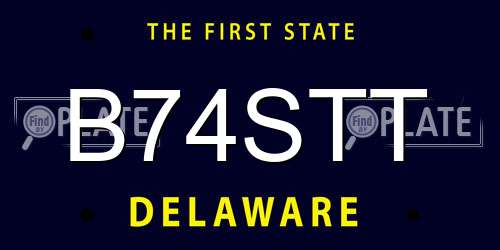 B74STT Delaware License Plate
