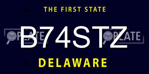 B74STZ Delaware License Plate