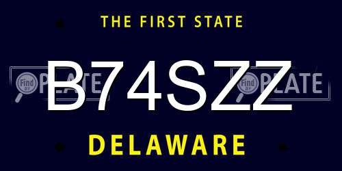 B74SZZ Delaware License Plate