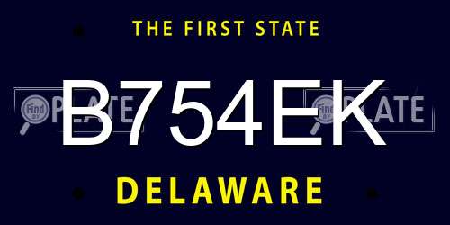 B754EK Delaware License Plate