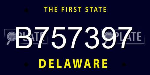 B757397 Delaware License Plate