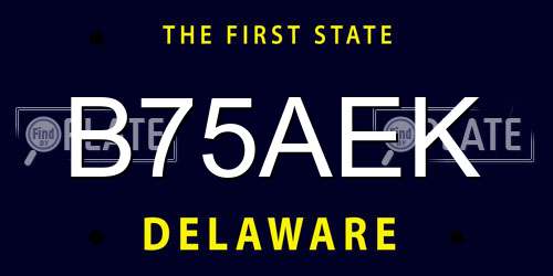 B75AEK Delaware License Plate