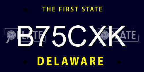 B75CXK Delaware License Plate