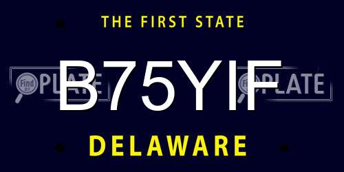 B75YIF Delaware License Plate