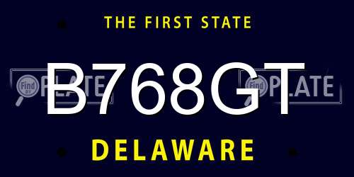 B768GT Delaware License Plate