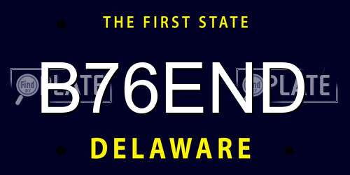 B76END Delaware License Plate