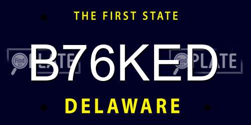 B76KED Delaware License Plate