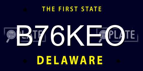 B76KEO Delaware License Plate