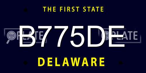 B775DE Delaware License Plate