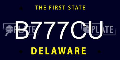 B777CU Delaware License Plate