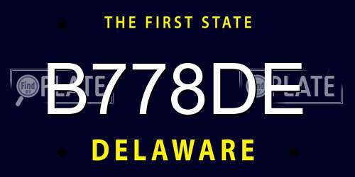 B778DE Delaware License Plate