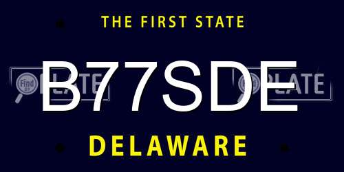 B77SDE Delaware License Plate