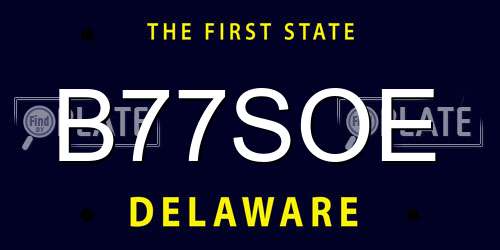 B77SOE Delaware License Plate
