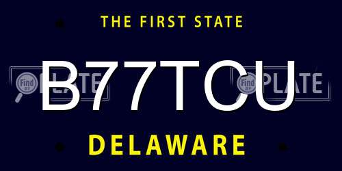B77TCU Delaware License Plate
