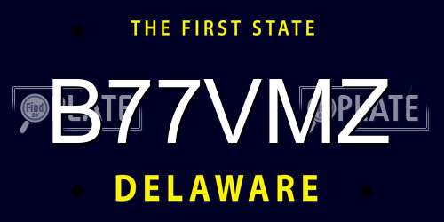 B77VMZ Delaware License Plate