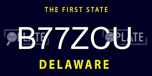 B77ZCU Delaware License Plate