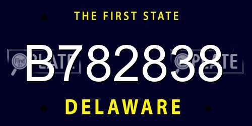 B782838 Delaware License Plate