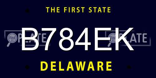 B784EK Delaware License Plate