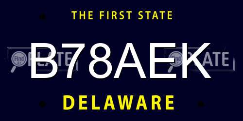 B78AEK Delaware License Plate