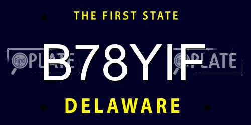 B78YIF Delaware License Plate