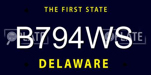 B794WS Delaware License Plate