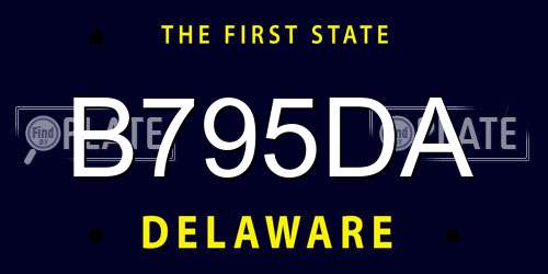 B795DA Delaware License Plate