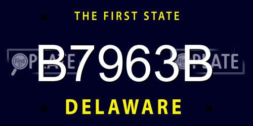 B7963B Delaware License Plate