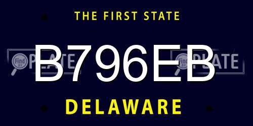 B796EB Delaware License Plate