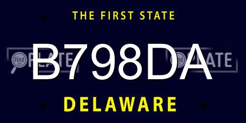 B798DA Delaware License Plate