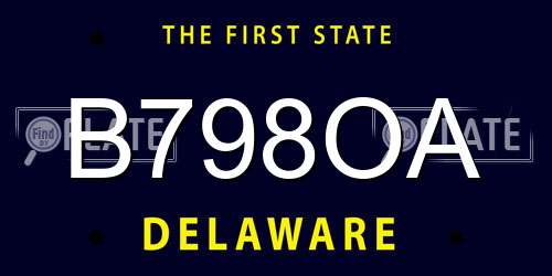 B798OA Delaware License Plate