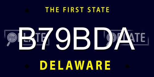 B79BDA Delaware License Plate