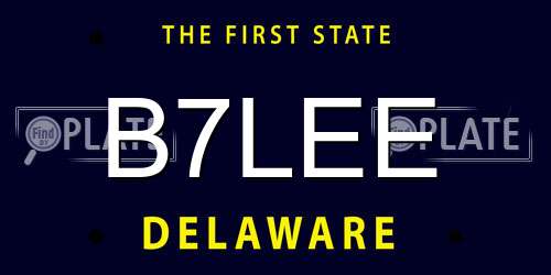 B7LEE Delaware License Plate