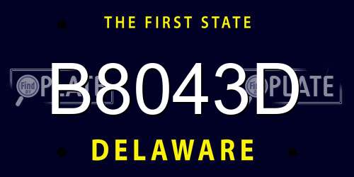 B8043D Delaware License Plate