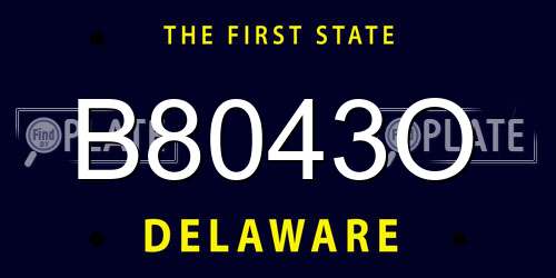 B8043O Delaware License Plate