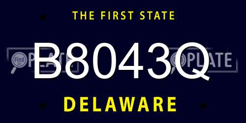 B8043Q Delaware License Plate