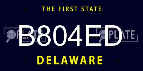 B804ED Delaware License Plate