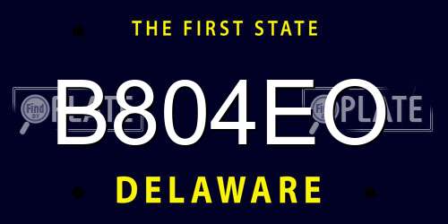 B804EO Delaware License Plate