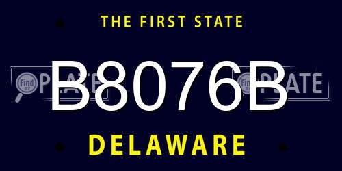 B8076B Delaware License Plate