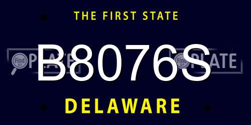 B8076S Delaware License Plate