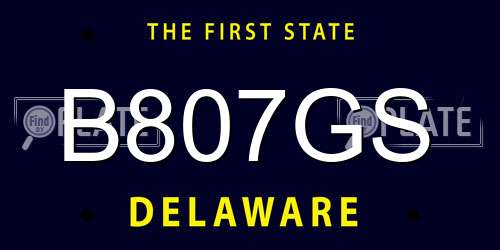 B807GS Delaware License Plate