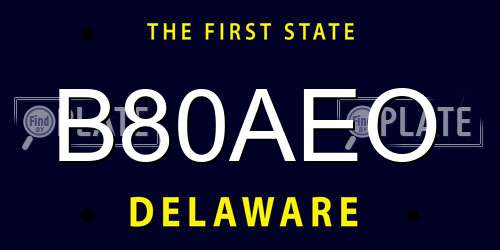 B80AEO Delaware License Plate